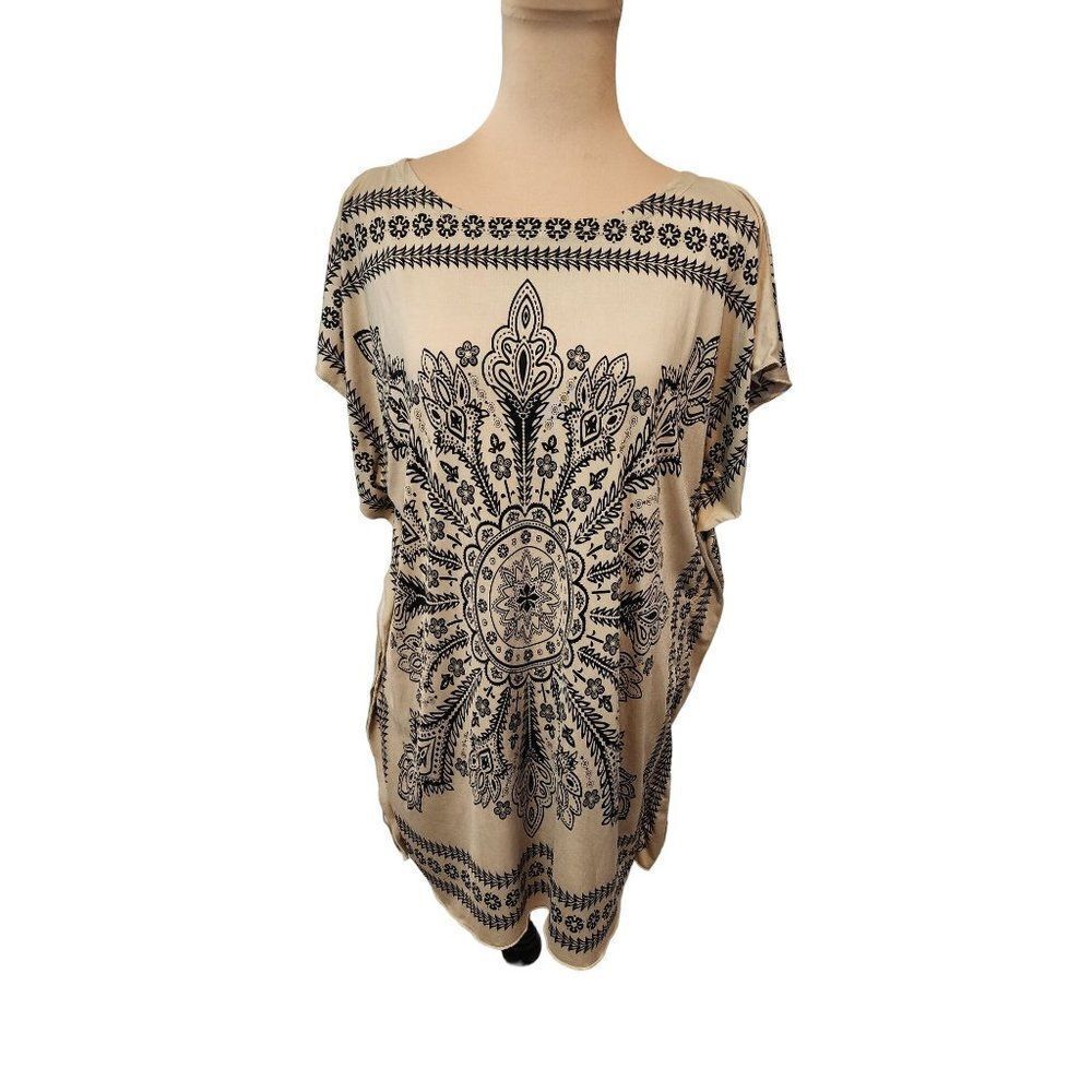 Apostrophe Small Handkerchief blouse in Tan/Black